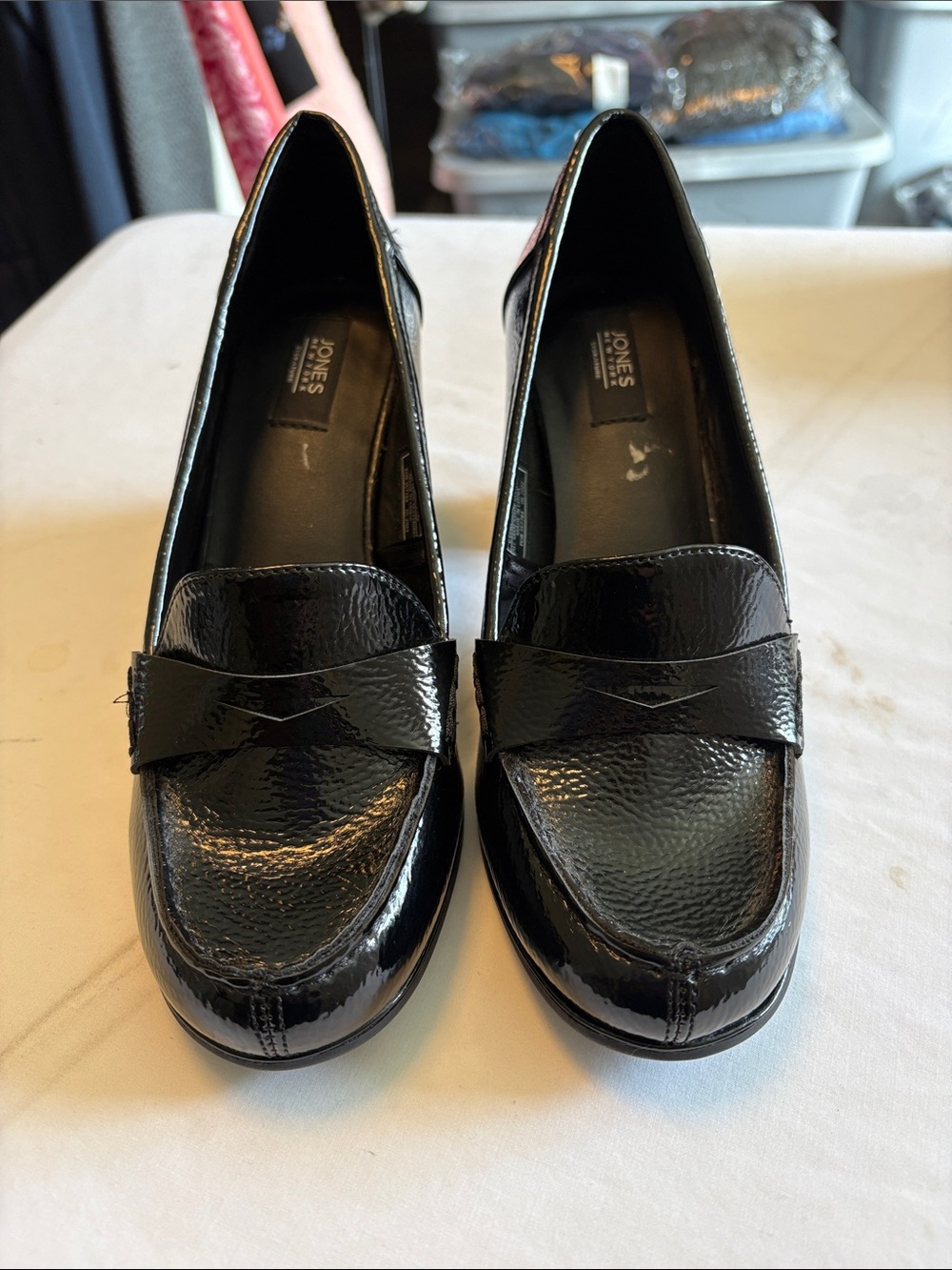 Jones New York Women's Black Patent Leather Heel Loafers